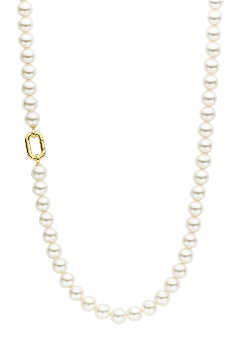 14K Gold and Pearl Carabiner Clasp Necklace