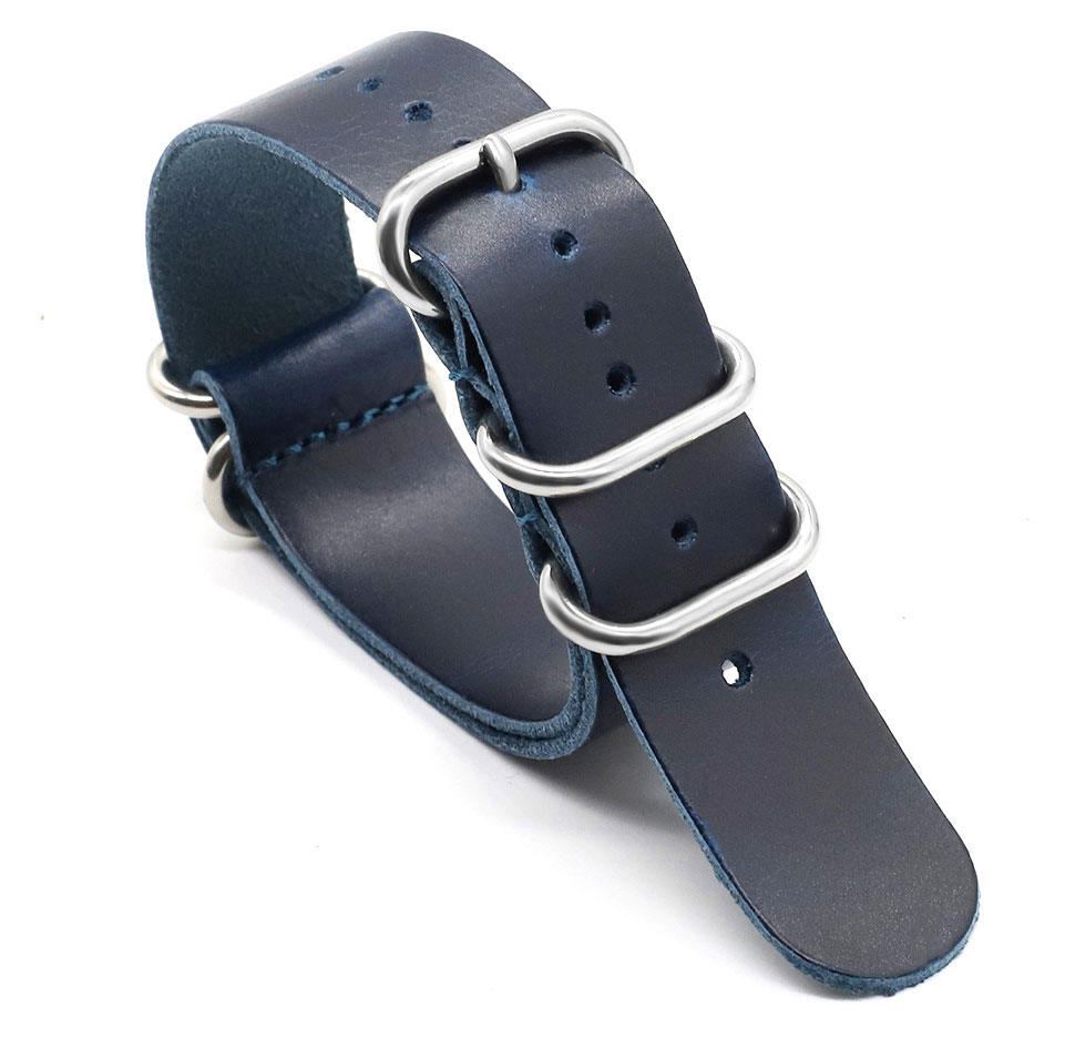 Tiera leather NATO watch strap blue watchesonline