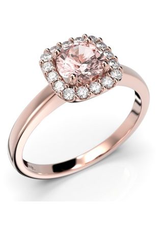 Festive Jemina morganite halo-diamond ring 634-066M-PK