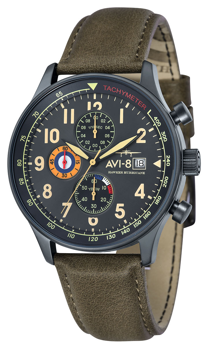 AVI-8 Hawker Hunter Duke Chronograph Tangmere Quartz Watch, Black, AV- -  Iguana Sell