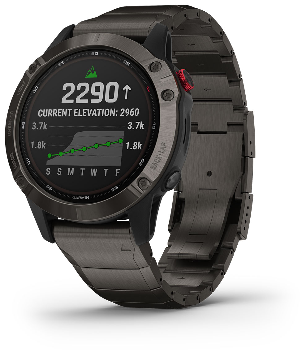 Garmin Fenix 6 Pro Solar Titanium Carbon Gray DLC with Titanium DLC Smart Watch 010 02410 23 watchesonline