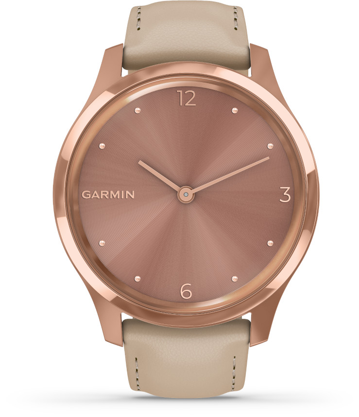 Garmin Vivomove Luxe Light Sand Leather and 18K Rose Gold Hybrid