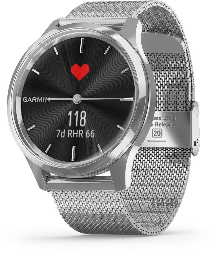 Garmin Vivomove Luxe Milanese and Silver Hybrid Smart Watch 010 