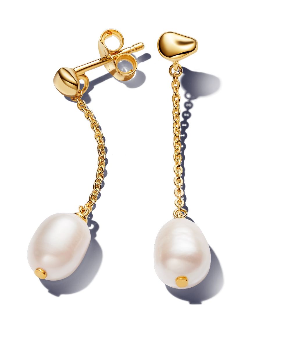 Pandora Essence 14k Gold plated drop pearl earrings 263313C01 watchesonline