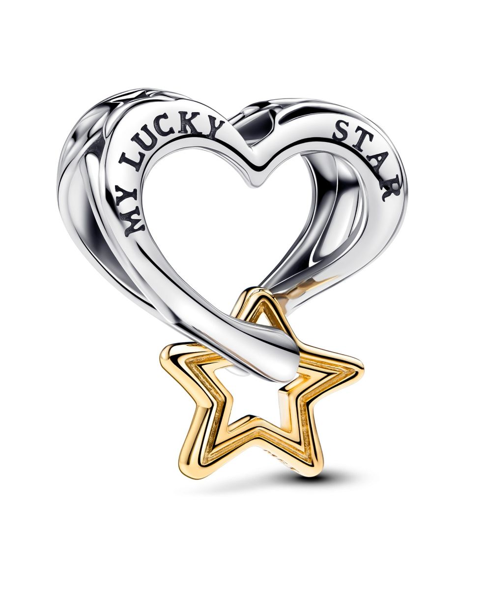 Pandora silver and gold heart charm store