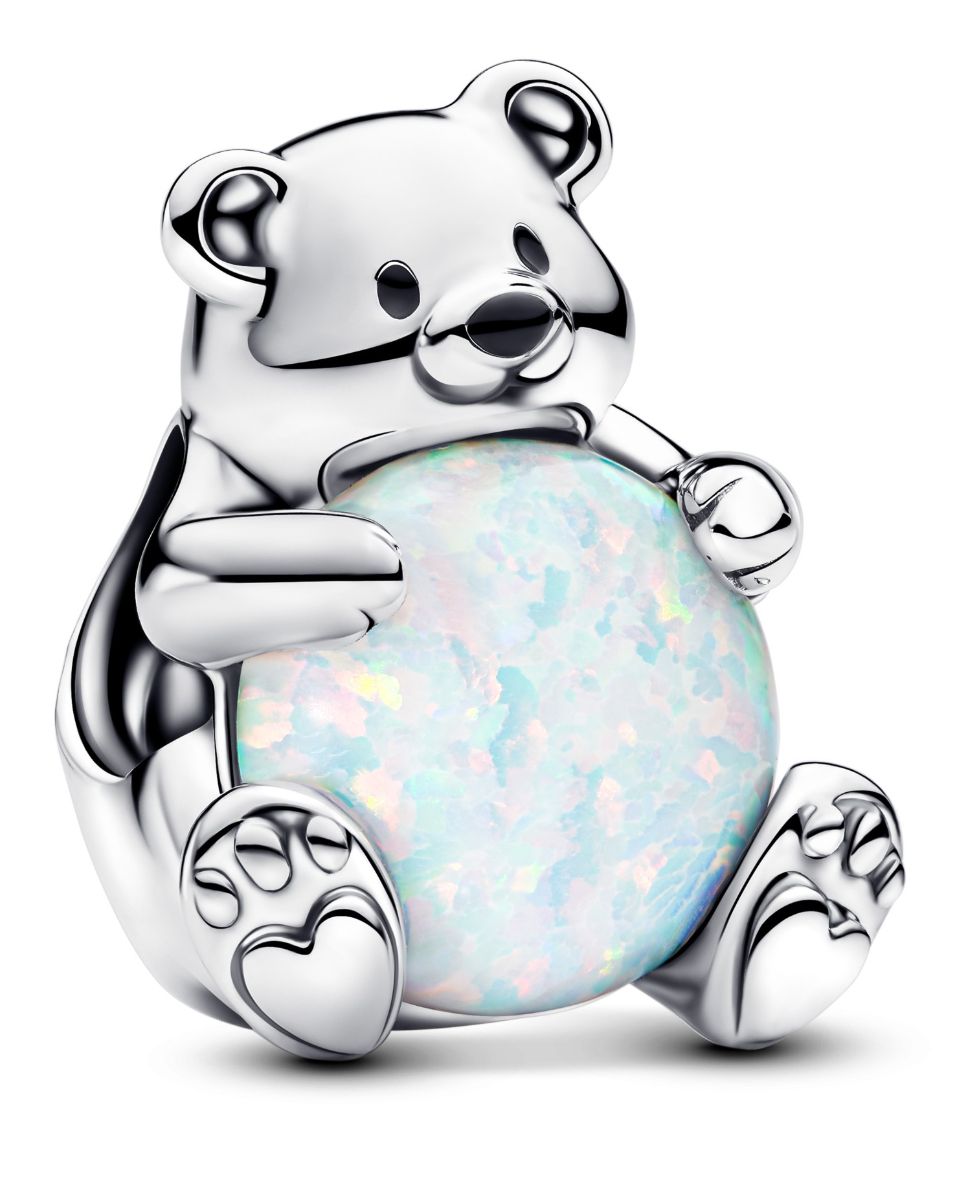 Pandora Moments Polar bear sterling silver charm white lab created opal black enamel 793589C01 watchesonline