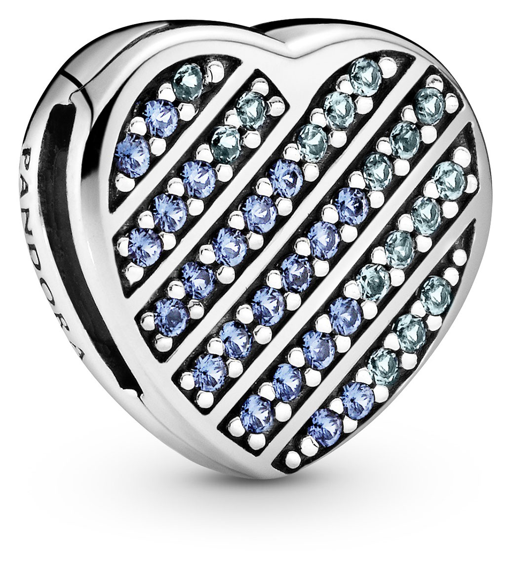 Pandora Blue Pave Heart popular Charm