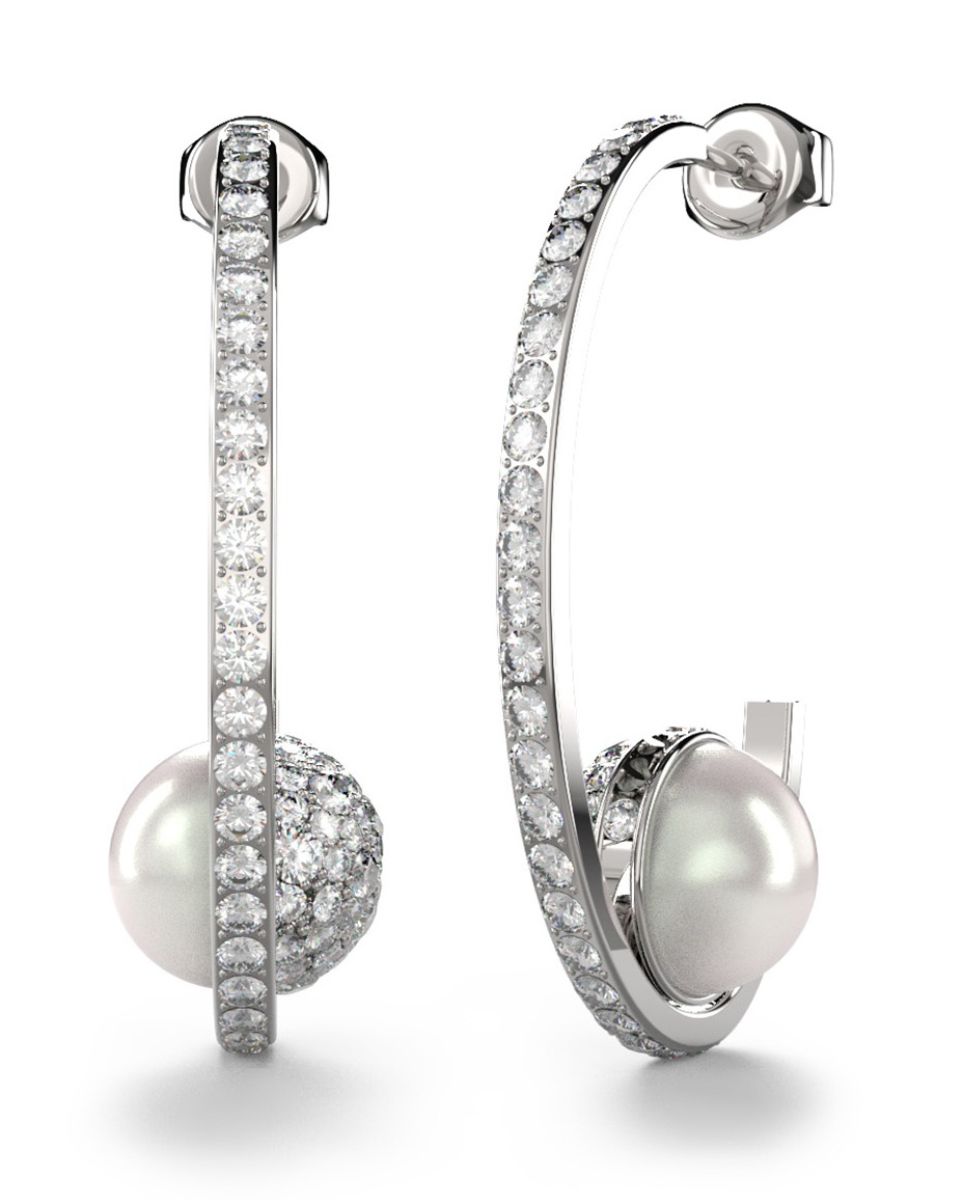GUESS Calypso silver colored pearl and crystal earrings JUBE04452JWRHT U watchesonline