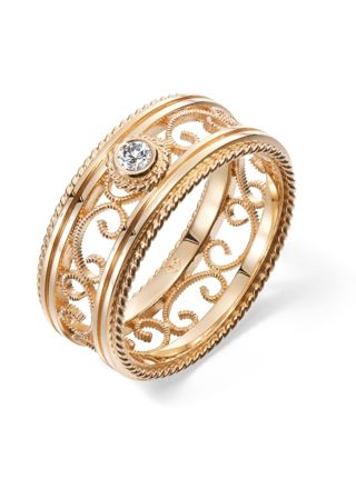 Kalevala Filigree 8.5 mm 0.06 ct lab-grown diamond ring gold  141000503L