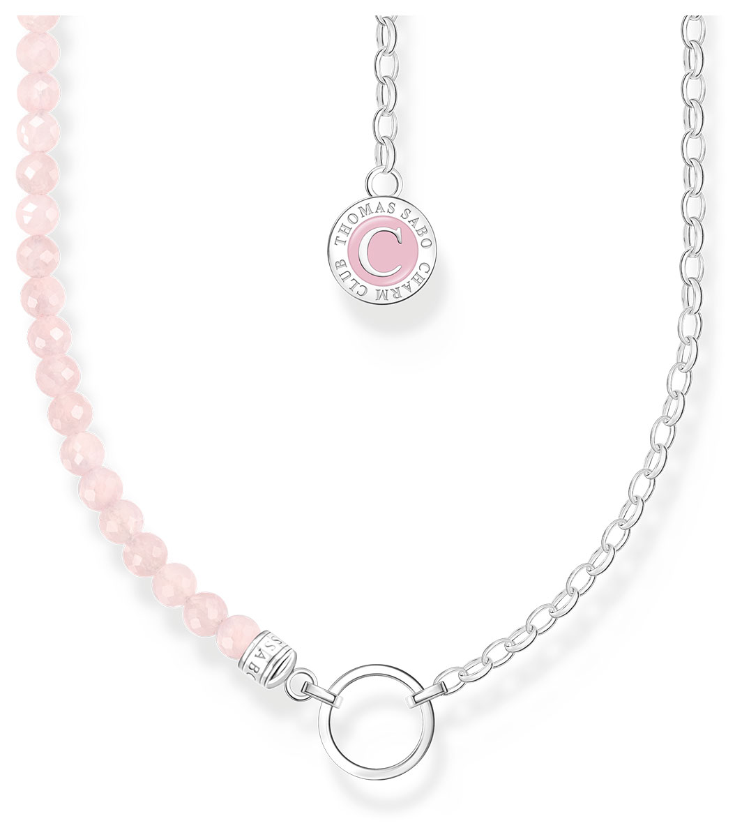 Thomas Sabo Charm Club Charmista rose quartz silver half necklace KE2190 067 9 L45v watchesonline