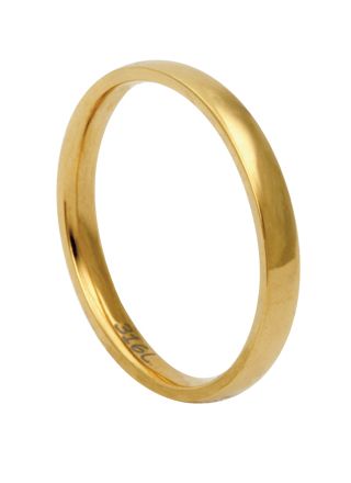 Lykka Strong gold colored plain d-shape steel ring 2,5 mm