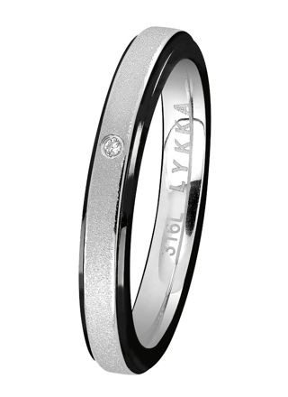 Lykka Strong steel-black two-tone solitaire steel ring 