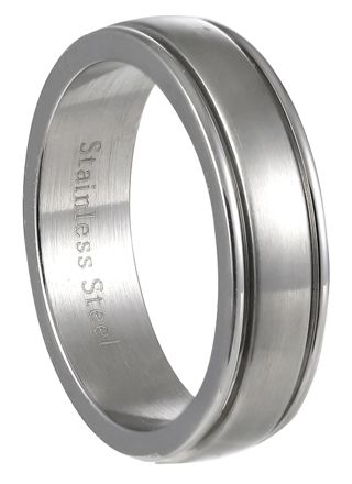 Lykka Strong plain steel ring grooved 6 mm 