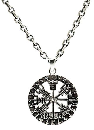 Northern Viking Jewelry Vegvisir Rune Circle Necklace NVJ-H-RS040