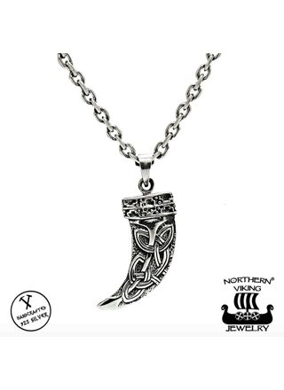 Northern Viking Jewelry Fenrir Wolf Tooth Necklace NVJ-H-RS045