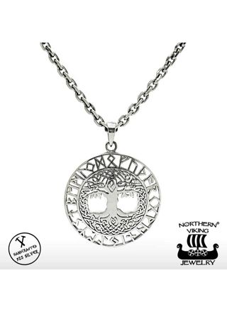 Northern Viking Jewelry Rune Circle Tree Of Life Necklace NVJ-H-RS046