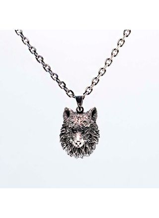 Northern Viking Jewelry Fenrir Wolf Head Necklace NVJ-H-RS053