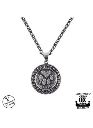 Northern Viking Jewelry Rune Wolf Paw Necklace NVJ-H-RS061
