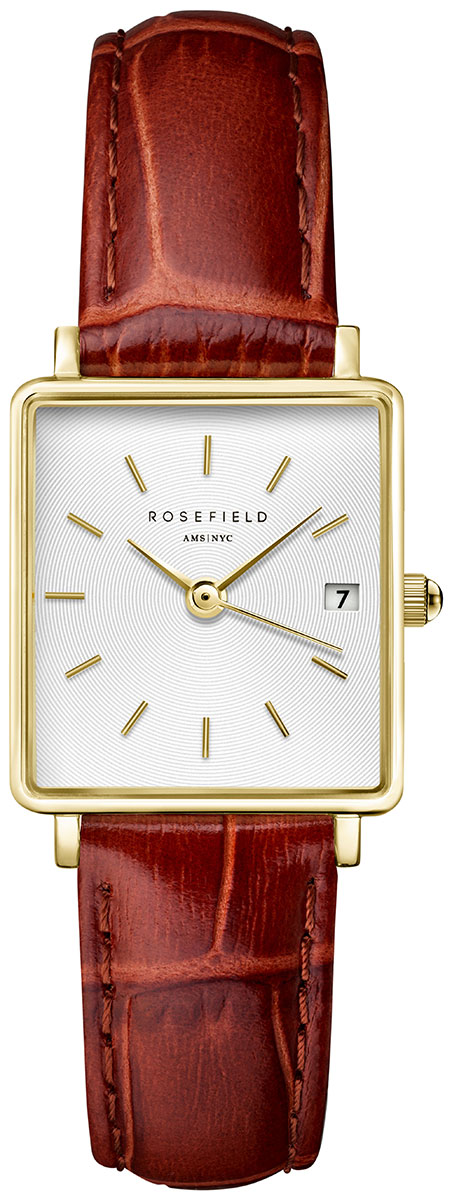 Rosefield Boxy XS White Medium Brown Leather Gold QWBLG Q55