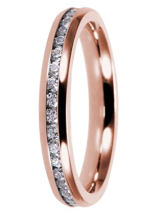 Bosie rosegold plated alliance ring with cubic zirconia ST3453-3 PVD-ROSE
