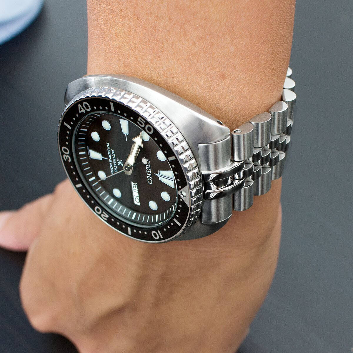 MiLTAT Super 3D Jubilee Brushed steel band for Seiko Turtle