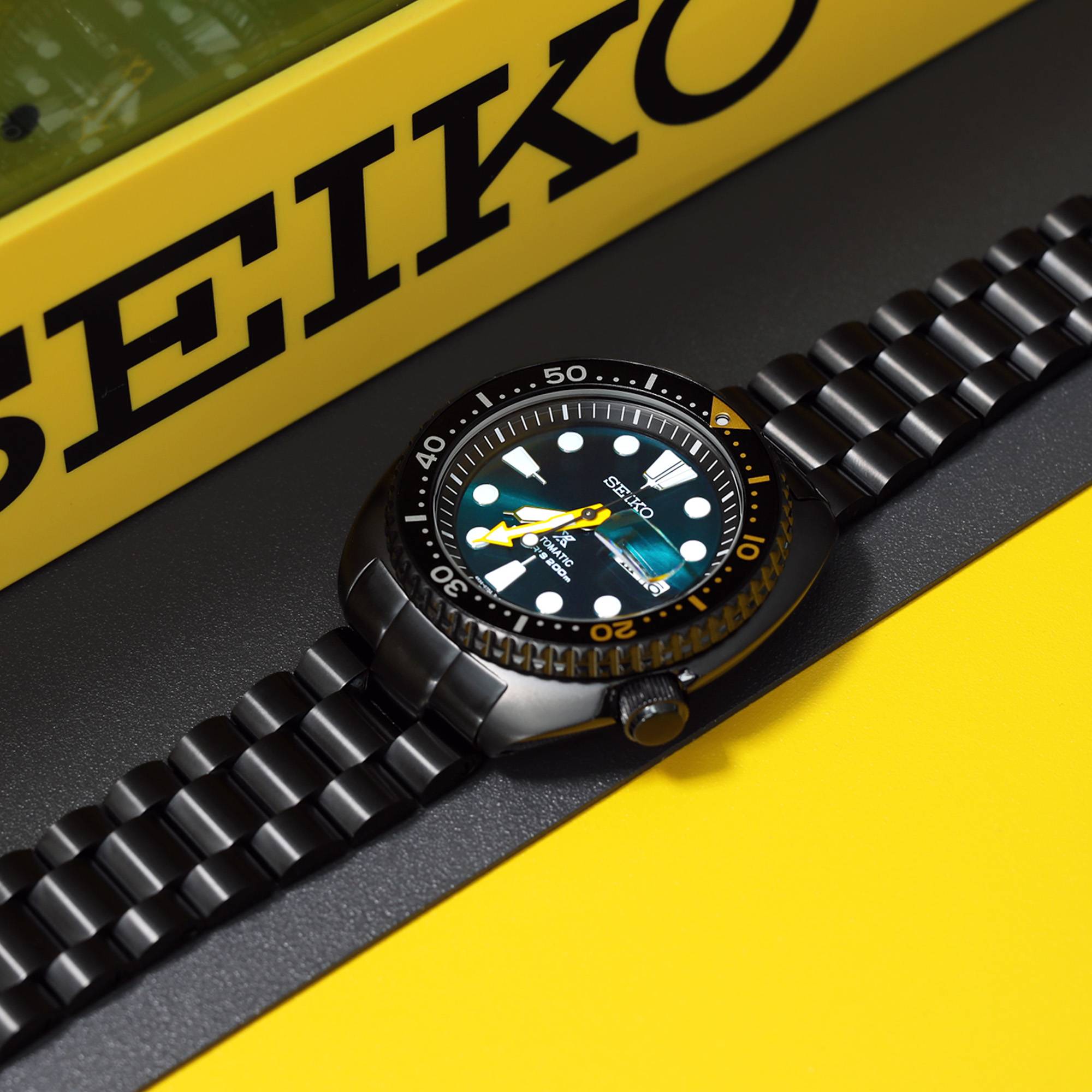 MiLTAT Endmill PVD Black steel strap for Seiko Turtle series